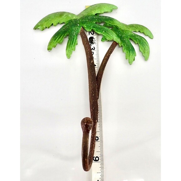 Coconut Palm Tree Wall Decor Tropical Hook Single Hanger Green Palm Leaves 9" - Picture 7 of 9